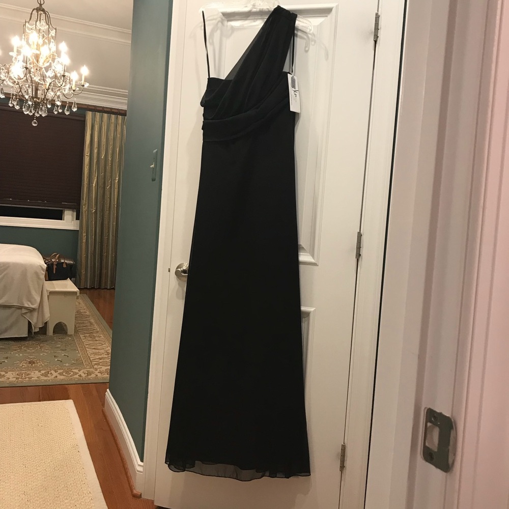 Black one shoulder gown